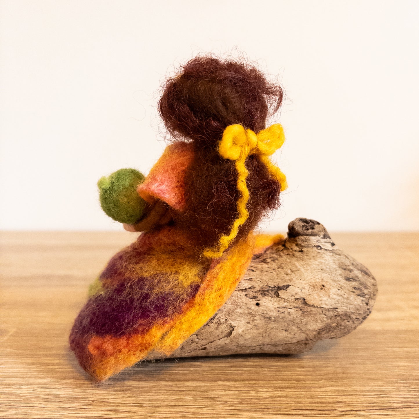 Needle Felted Mother & Baby on Driftwood – Handmade Wool Sculpture