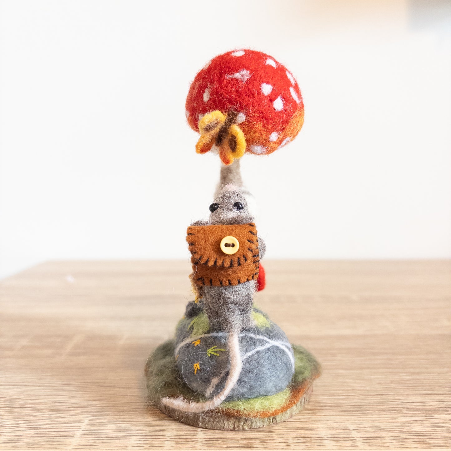 Travelling Mouse & Butterfly – Needle Felted Woodland Sculpture