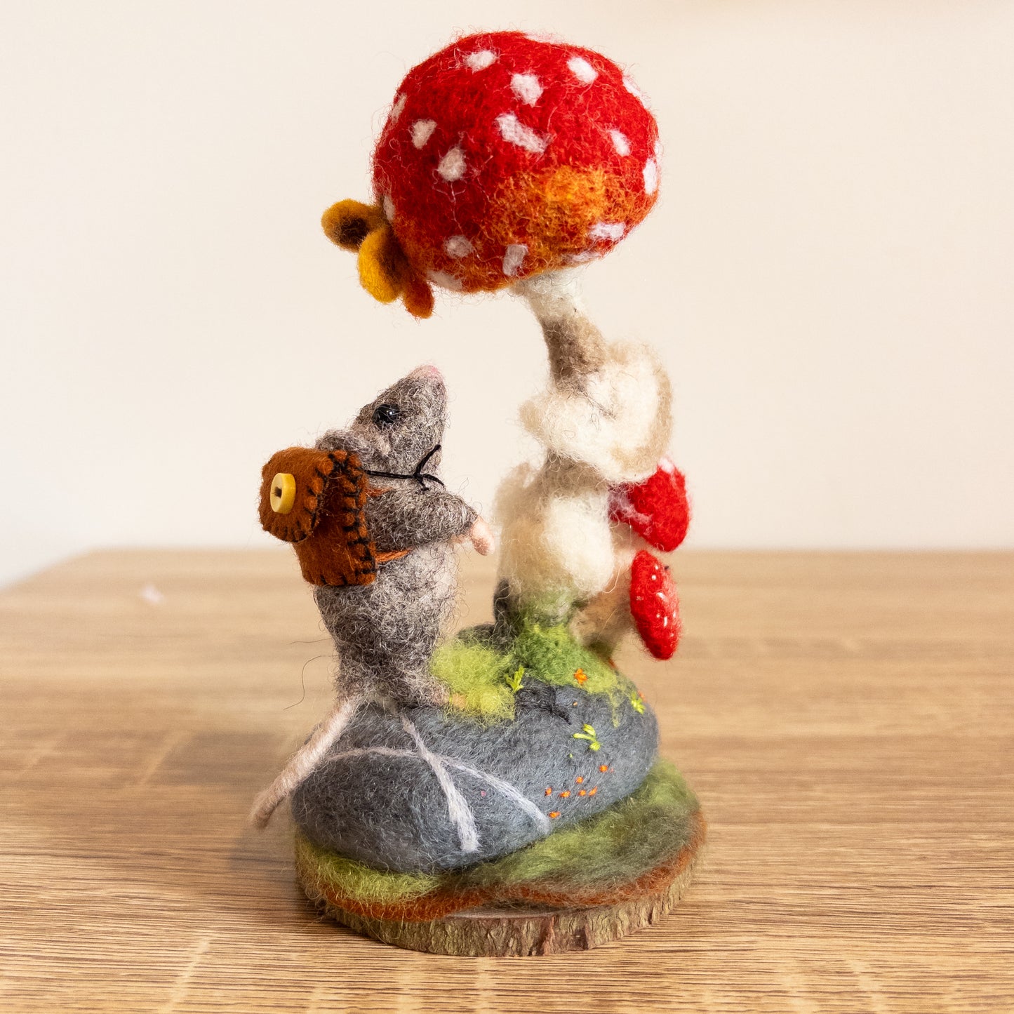 Travelling Mouse & Butterfly – Needle Felted Woodland Sculpture