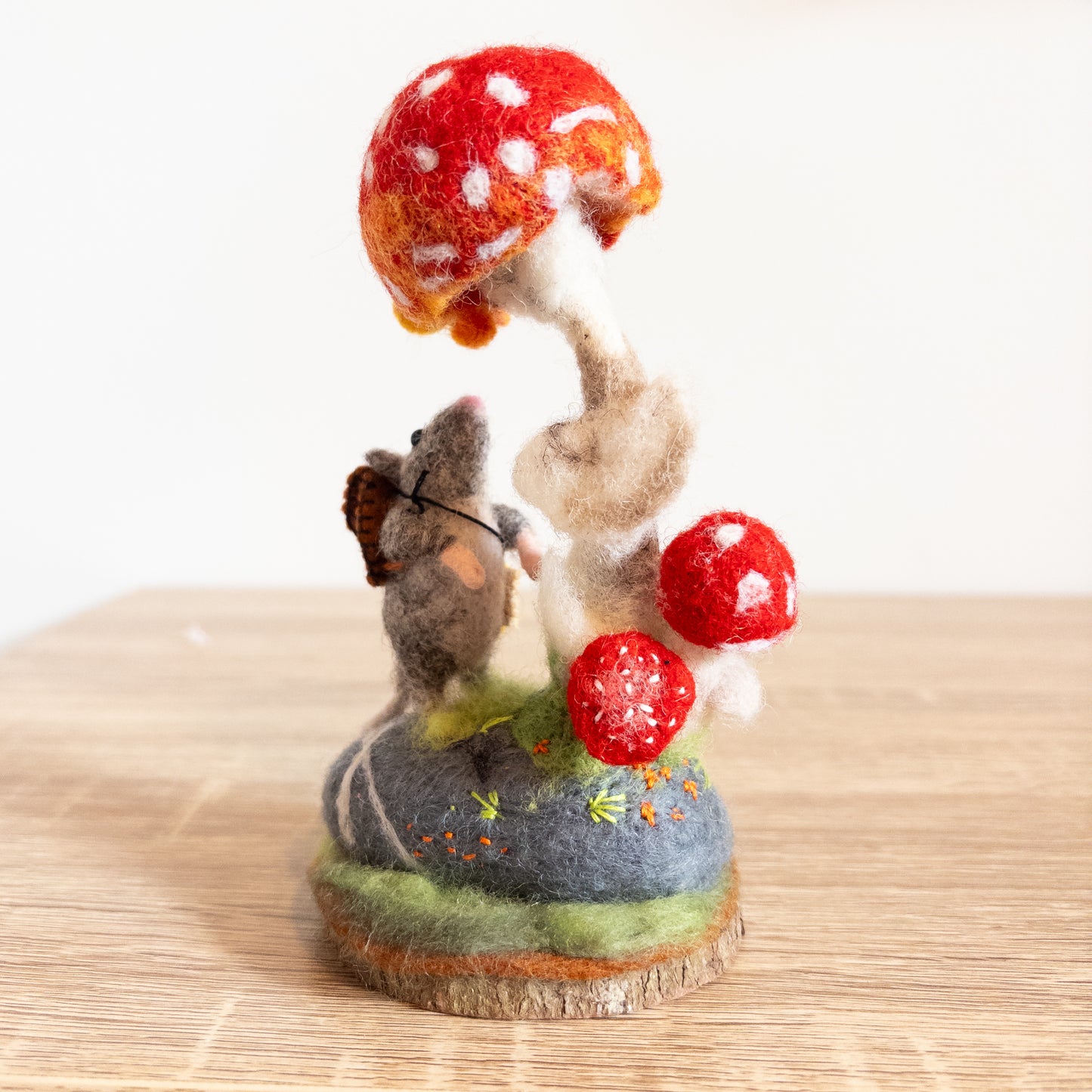 Travelling Mouse & Butterfly – Needle Felted Woodland Sculpture