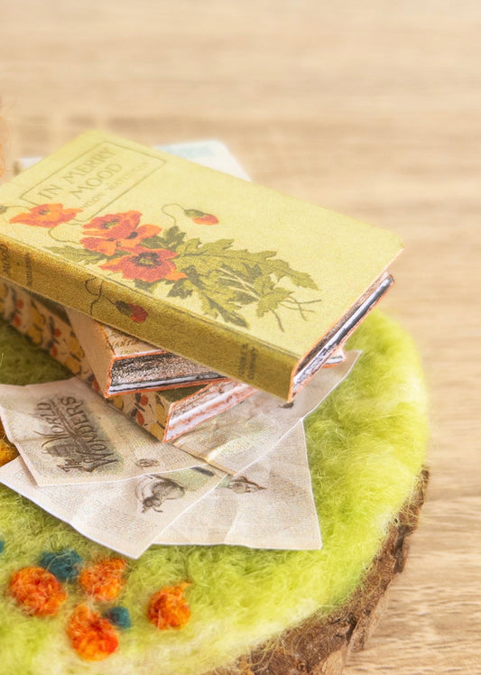 Professor Pip Bird with Books – Needle Felted Woodland Sculpture