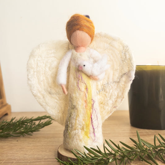 Hand Felted Angel with white Bird