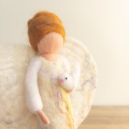 Hand Felted Angel with white Bird