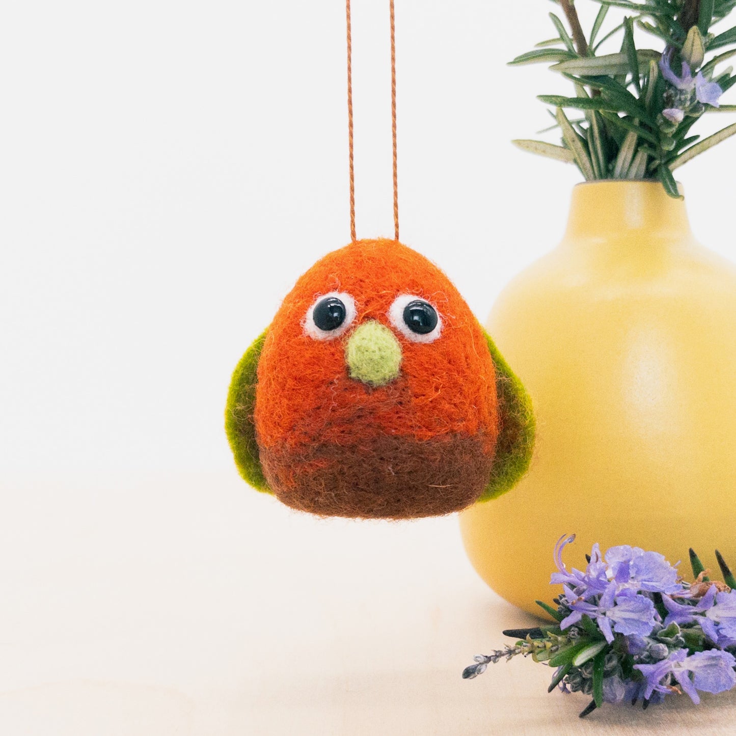 Felted Moth Ornament, orange/brown