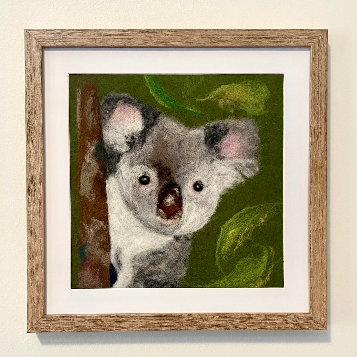 Peekaboo Koala Framed Needle Felted Artwork